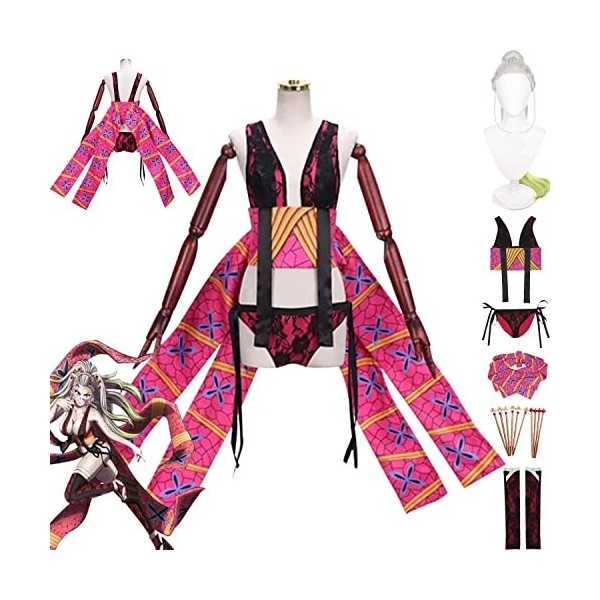 Tjmiaohao Anime Kimetsu No Yaiba Daki Cosplay Costume Outfit Demon Slayer Kimono Perruque Ensemble Complet Halloween Carnaval