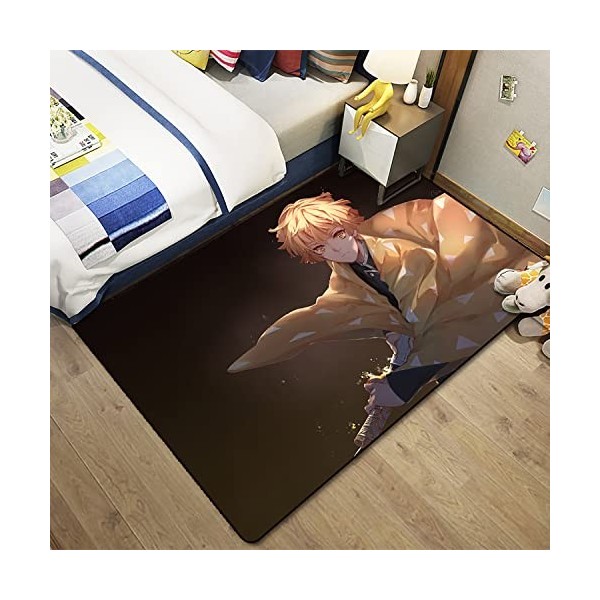 ZALix 3D Demon Slayer Tapis Chambre Salon Table À Thé Canapé Anti-Dérapant Tapis De Sol Tapis De Sol Bébé Rampant Pad Paillas