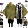 SZYDM Demon Slayer Anime Himejima Gyoumei Cosplay Costume, Kimetsu No Yaiba Perruque Kimono Cape Cardigan Ensemble Complet Ha