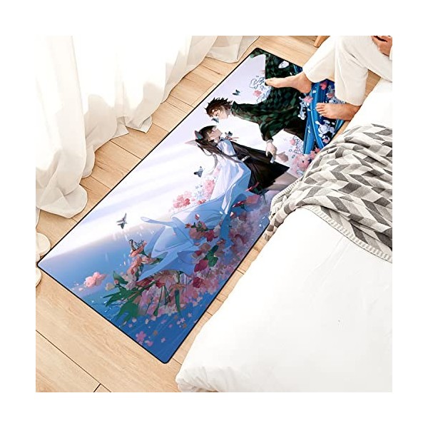 ZALix Anime Cartoon Demon Slayer Tapis Impression 3D Super Doux Tapis Antidérapant Chambre denfants Film Tapis De Sol Salon 