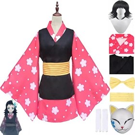 FIOOHG Démon Slayer Makomo Cosplay Costume Outfit Anime Kimetsu no Yaiba Kimono Ensemble Complet Halloween Party Dress Up Uni