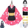 FIOOHG Démon Slayer Makomo Cosplay Costume Outfit Anime Kimetsu no Yaiba Kimono Ensemble Complet Halloween Party Dress Up Uni