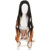 HTDYLHH Belles perruques, Demon SLAYER: KIMETSU No Yaiba Kamado Nezuko Wig Cosplay Costume 95cm Long Long Wavy Black Orange G