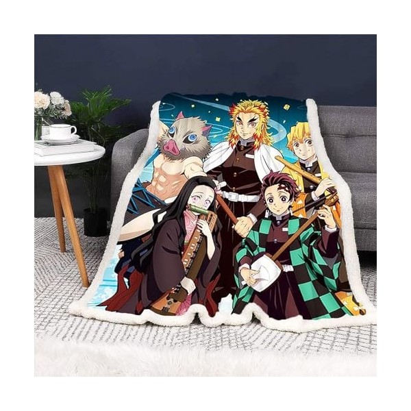 Lyria Dem-on Slay-ER Plaid Canapé Épais, Couverture Lit avec Anime Impression Numérique 3D, Petit Plaid pour Décoration DInt