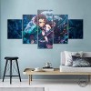 TANOHA Demon Slayer Anime 5 peintures murales 5 Panneau Toile décor Mural de Chambre à Coucher Salon Salon décor avec Cadre 