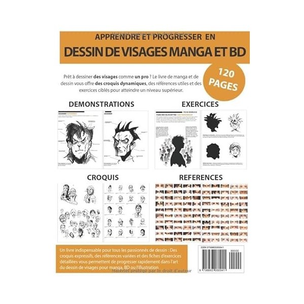 Dessin de visages pour manga, BD, illustration: Méthode unique avec des croquis de lauteur pour faciliter lapprentissage