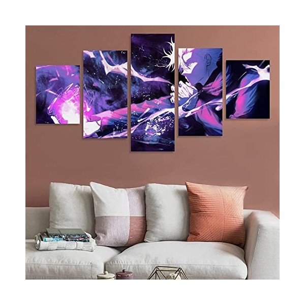 TONATO Décor de Chambre pour Enfants Demon Slayer 5 Panneau Mural Mural 5 pièces Affiche Art Toile Salon Mural Home Affiche d