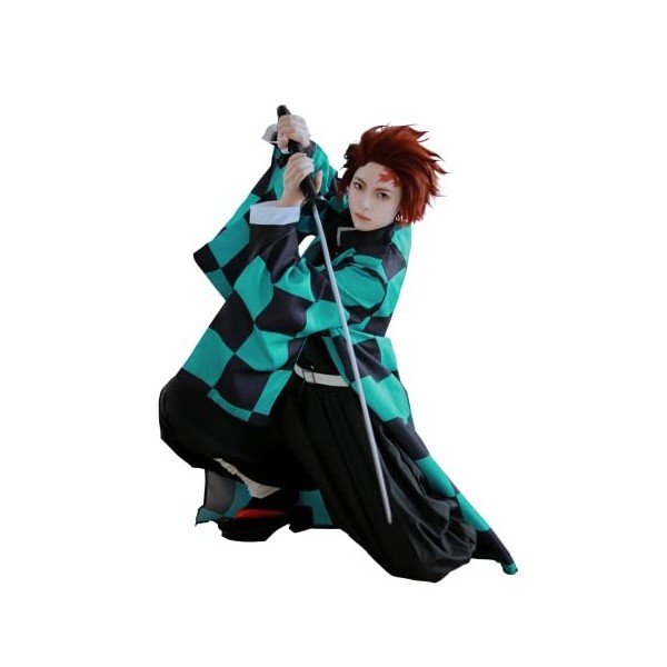 FCCAM Nezuko Cosplay Demon Slayer Set Anime Demon Nezuko Costume Set avec Tube Adulte Halloween Cosplay M/L