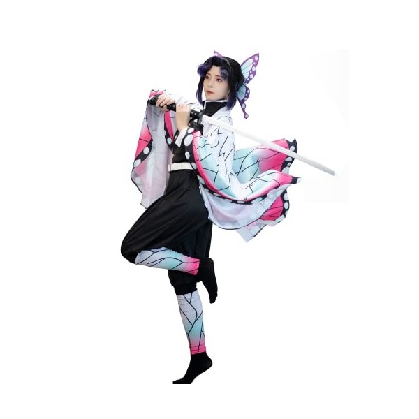 FCCAM Nezuko Cosplay Demon Slayer Set Anime Demon Nezuko Costume Set avec Tube Adulte Halloween Cosplay M/L