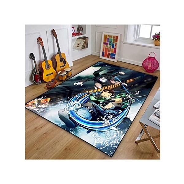 PacuM Tapis Anime Demon Slayer Salon Tapis,Peut Être Lavé Ménage Décoration Sauvage Tapis pour Chambre à Coucher, Table de Ch