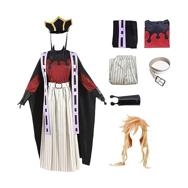 Rcrllya Anime Démon Slayer Douma Outfit Kimono Cape Cosplay Perruque Costume Uniformes Adulte Parti Cadeau Douma,XXL 