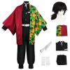 YEAJION Costume de Tomioka Giyuu avec Perruque et Accessoires Set Déguisement de Demon Slayer Anime Cosplay Costume Kimetsu n