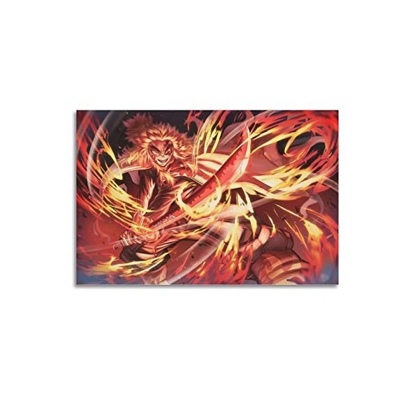 DATOZA Poster décoratif sur toile Demon Slayer Rengoku de Kyojuro Rengoku - Décoration murale moderne pour chambre à coucher 