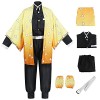 YEAJION Agatsuma Zenitsu Costume Set avec Perruque Demon Slayer Anime Cosplay Costume Kimetsu no Yaiba Kimono Déguisement de 