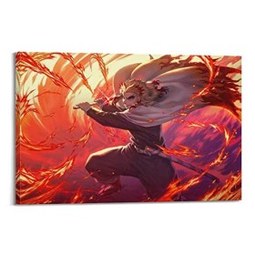 DATOZA Poster décoratif sur toile Demon Slayer Cool Kyojuro Rengoku - Décoration murale moderne pour chambre à coucher - 50 x