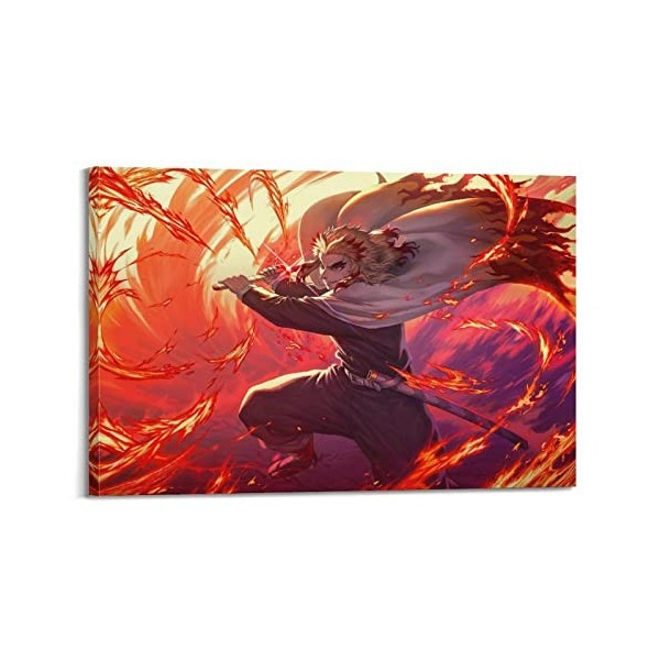 DATOZA Poster décoratif sur toile Demon Slayer Cool Kyojuro Rengoku - Décoration murale moderne pour chambre à coucher - 50 x
