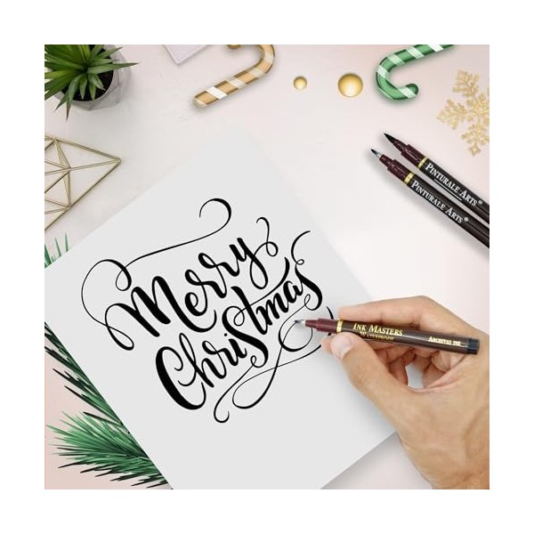 Pinturale Arts Set 3 Stylo Calligraphie | Feutre Dessin Professionnel | Stylo Feutre Noir de Qualité Professionnelle Idéale p