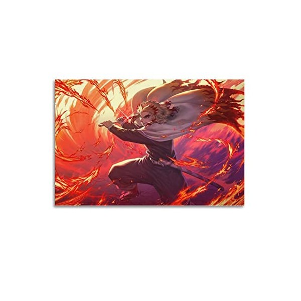 DATOZA Poster décoratif sur toile Demon Slayer Cool Kyojuro Rengoku - Décoration murale moderne pour chambre à coucher - 50 x