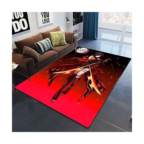 YZGAH Demon Slayer Tapis De Sol Imprimé en 3D Grand Tapis De Rôle DAnime De Salon DIntérieur en Flanelle Douce pour Adultes