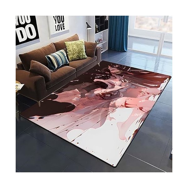 YZGAH Demon Slayer Tapis De Sol Imprimé en 3D Grand Tapis De Rôle DAnime De Salon DIntérieur en Flanelle Douce pour Adultes