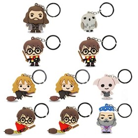 Harry Potter Assorti HP-Lot de 10 Figurines en Vinyle Porte-clés, Multicolore