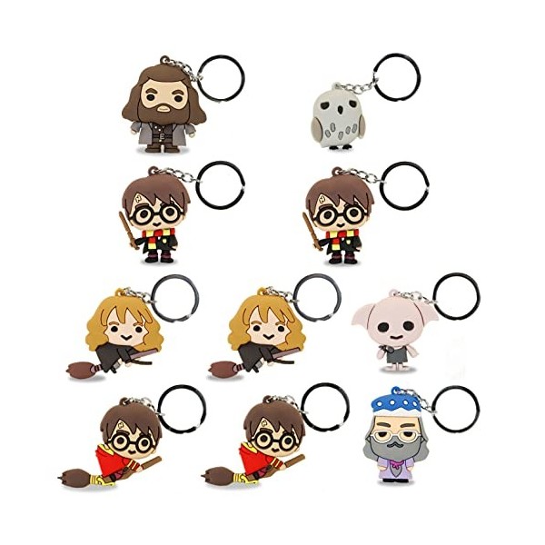 Harry Potter Assorti HP-Lot de 10 Figurines en Vinyle Porte-clés, Multicolore