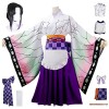 YEAJION Kochou Shinobu Cosplay Costume avec Perruque Shinobu Maid Dress Demon Slayer Anime Cosplay Costume Kimetsu no Yaiba K