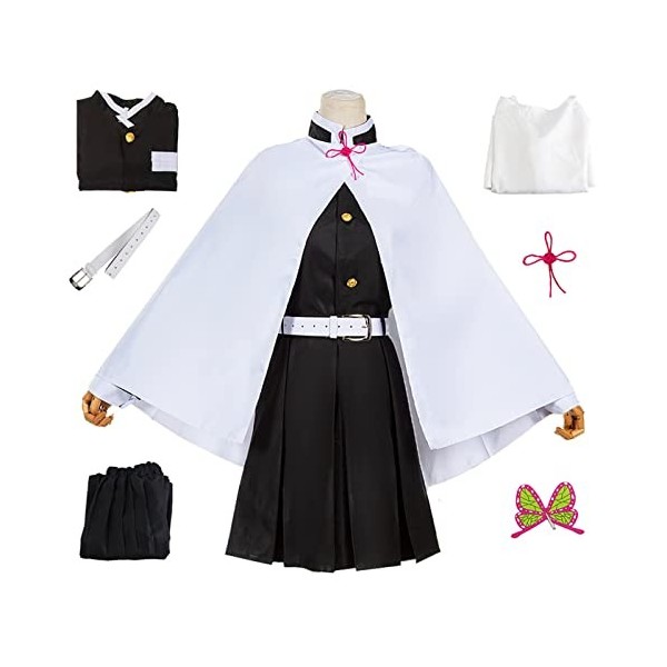 YEAJION Tsuyuri Kanawo Costume Complet avec Perruque Demon Slayer Anime Cosplay Costume Kimetsu no Yaiba Kimono Déguisement d