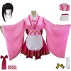 YEAJION Tsuyuri Kanao Cosplay Costume avec Perruque Kanao Maid Dress Demon Slayer Anime Cosplay Costume Kimetsu no Yaiba Kimo