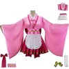 YEAJION Tsuyuri Kanao Cosplay Costume avec Perruque Kanao Maid Dress Demon Slayer Anime Cosplay Costume Kimetsu no Yaiba Kimo