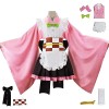 YEAJION Kamado Nezuko Cosplay Costume avec Perruque Nezuko Maid Dress Demon Slayer Anime Cosplay Costume Kimetsu no Yaiba Kim