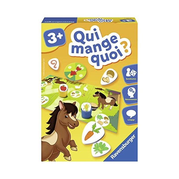 Ravensburger - Jeu Educatif - Qui mange quoi ? - Découverte des animaux - Association logique - Développement du langage - 1 