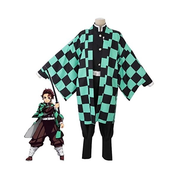 Anime Demon Slayer: Kimetsu no Yaiba Cosplay Costume Kamado Nezuko Tanjirou Kimono Robe Uniforme Cheveux Synthétiques Mode Pe