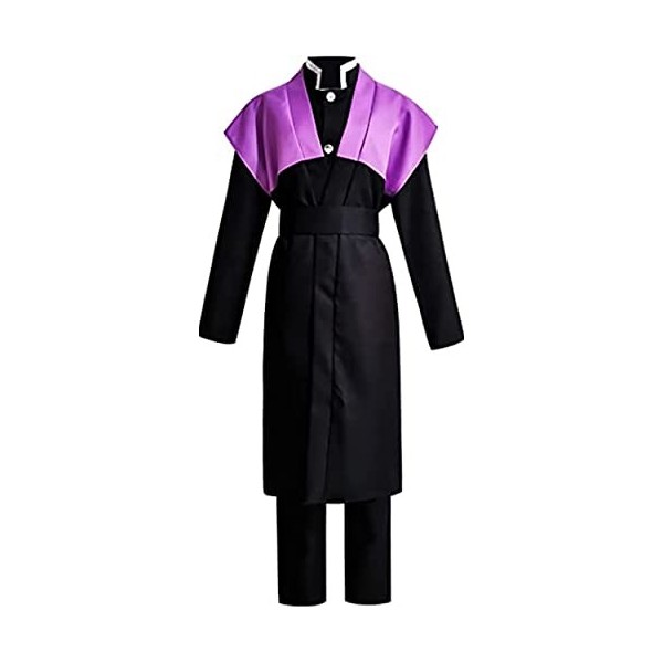 MengXin Anime Demon Slayer Shinazugawa Genya Costume de cosplay à manches longues Pantalon personnalisé pour Halloween Noir T