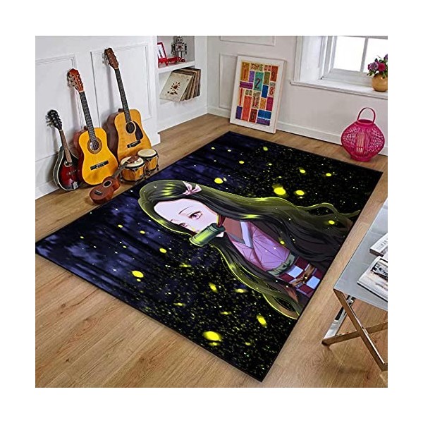 PacuM Tapis Tueur De Démons, Demon Slayer Tapis Rectangulaire Antidérapant,Tapis Chambre Enfant Adulte,Tapis De Salon Bain Ho