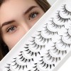 EMEDA Faux Cils Manga 10 Paires 5 Style Mixte Doux RÉUtilisable Cils Anime Naturel Bande Transparente Cils Anime Spiky Manga 