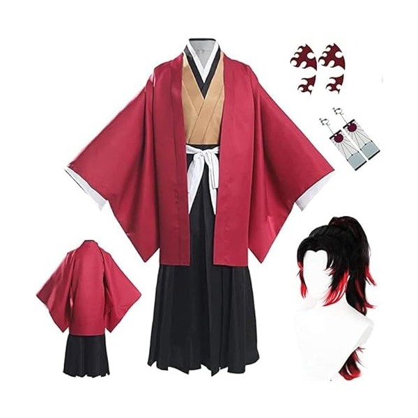 Rcrllya Anime Démon Slayer Tsugikuni Yoriichi Cosplay Costume Kimetsu No Yaiba Yoriichi Tsugikuni Cosplay Costume Kimono pour