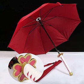 HUVE Parapluie Parasol pour Demon Slayer Kanroji Mitsuri, Long Manche Personnalité Créative Parapluie Droit Samouraï, Coupe-V