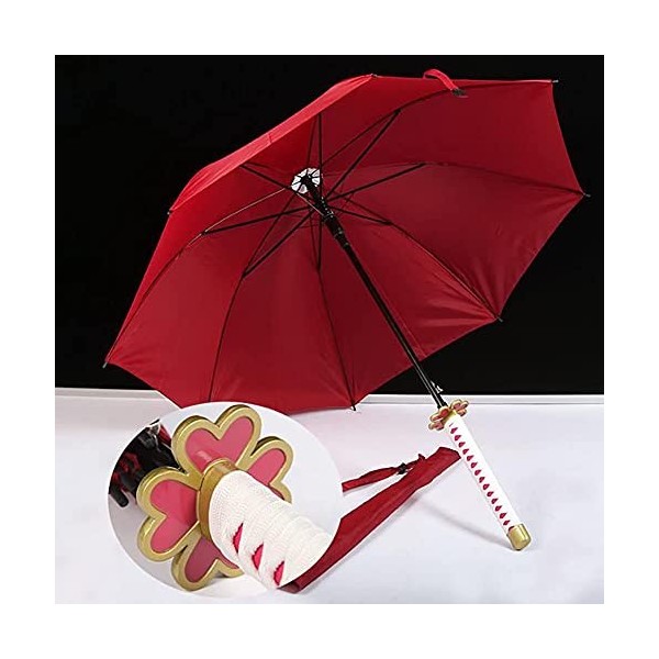 HUVE Parapluie Parasol pour Demon Slayer Kanroji Mitsuri, Long Manche Personnalité Créative Parapluie Droit Samouraï, Coupe-V