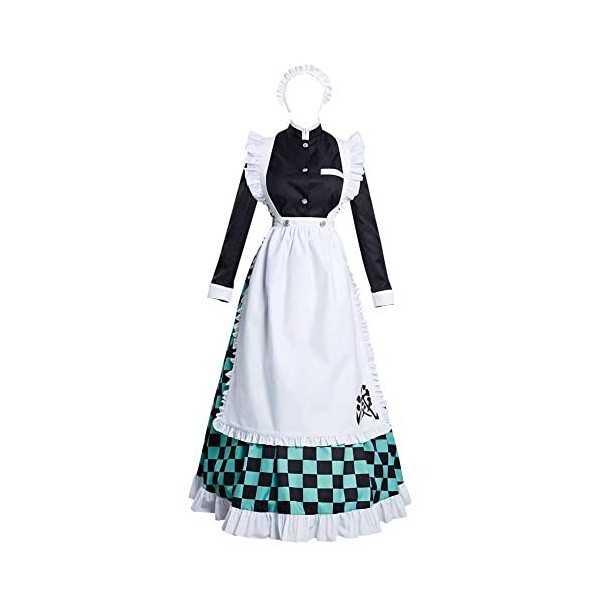 Anime New Demon Slayer Costume Kamado Tanjirou Robe de soubrette pour Halloween taille M, blanc 