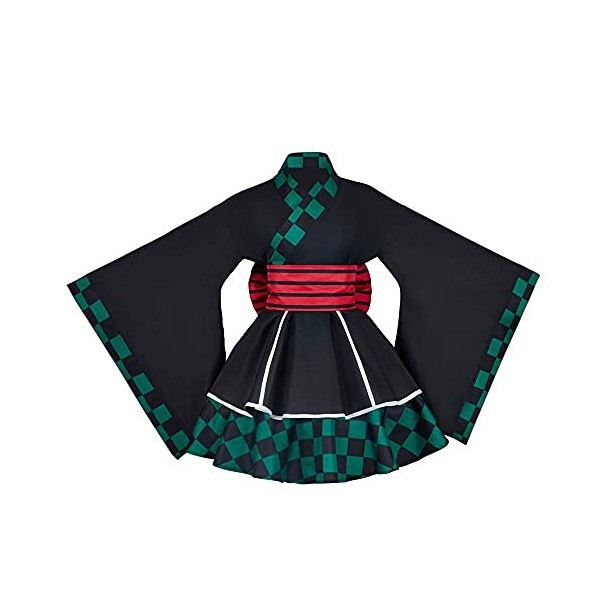 PGY Tanjirou Robe Cosplay Kamado Kimetsu no Yaiba Demon Slayer, Costume Tanjirou Kamado, Robe Kimono, Dress, Cape XL