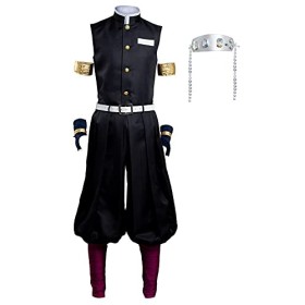 KoleGoe Uzui Tengen Costume de Cosplay Ensemble complet avec gilet + pantalon + bandeau + gants + autres accessoires, Kimetsu