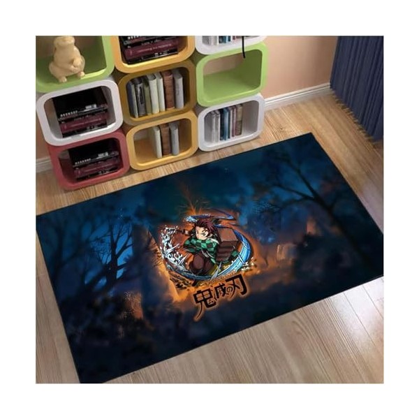 PuPlum Tapis Antidérapant Moderne Minimaliste Chambre Demon Slayer Tapis denfants,Peut Être Lavé Ménage Décoration Sauvage T