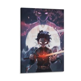 DATOZA Poster décoratif sur toile Demon Slayer Yoriichi et Tanjiro - Décoration murale moderne pour chambre à coucher - 50 x 