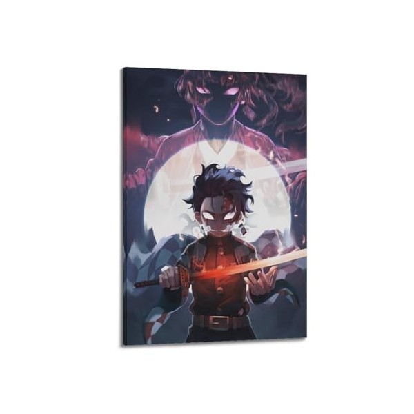 DATOZA Poster décoratif sur toile Demon Slayer Yoriichi et Tanjiro - Décoration murale moderne pour chambre à coucher - 50 x 