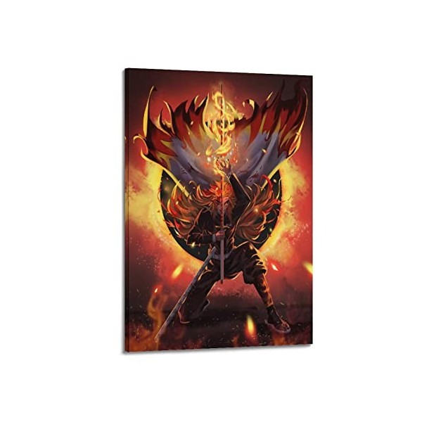 DATOZA Poster décoratif sur toile Demon Slayer Role Kyojuro Rengoku - Décoration murale moderne pour chambre à coucher - 50 x