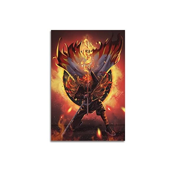DATOZA Poster décoratif sur toile Demon Slayer Role Kyojuro Rengoku - Décoration murale moderne pour chambre à coucher - 50 x