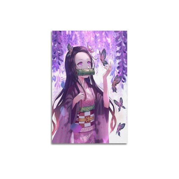 Poster décoratif sur toile Nezuko Demon Slayer - Impression dart moderne pour chambre à coucher - 50 x 75 cm