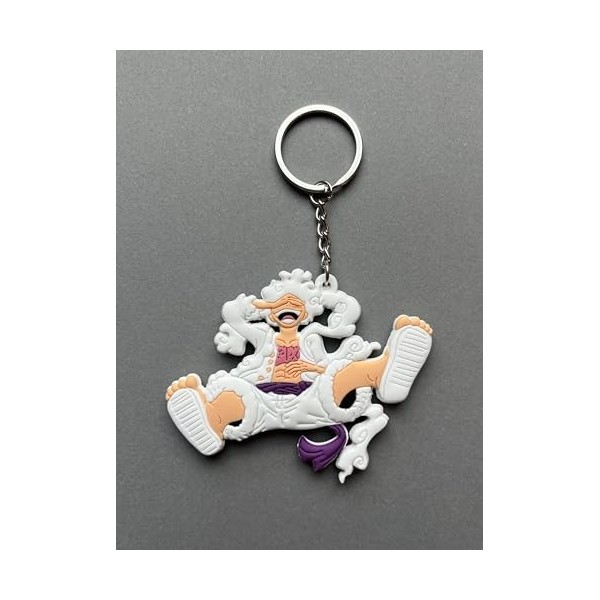 Aurabeam Luffy-s Ruffy Gear-s 5 One Piece-s Porte-clés manga 5ème forme cadeau pendentif, Blanc., Klein bis Mittelgroß