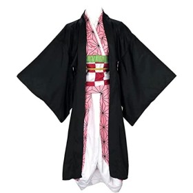 MengXin Anime Demon Slayer Kamado Nezuko Costume de cosplay dHalloween pour femmes Robe kimono personnalisé Noir, personnal